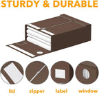 SpaceAid 4 Pack Bed Sheet Organizers and Storage, Foldable Sheet Organizer for Linen Closet, Sheets Set Folder Keeper with Window XL (Queen & King Size) Bedding Container (Brown, 4 Pack)