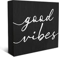 SRADMO Black and White Wood Box Sign Desk Decor, Inspirational Desk Decor Wooden Block Box Sign Decoration For Home Office Shelf Table