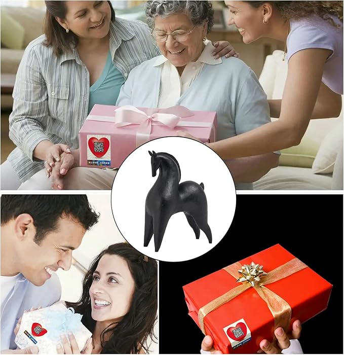 Cynkeyee Black Horse Statue Home Decor - Modern Abstract Horse Statues, Minimalist Decor Matte Black Horses Gift for Living Room Centrepiece Knick Knacks for Shelves 11.5x4.25x8.5 Inch