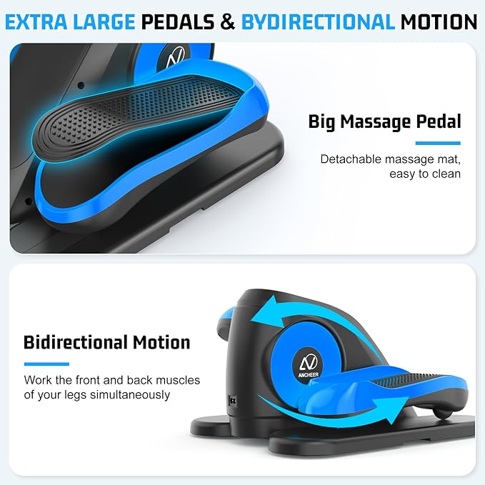 Under Desk Elliptical Machine, Leg Exerciser While Sitting for Seniors with Remote Control & 12-Speeds, Quiet Portable Electric Seated Pedal Exerciser Machine for Home Office