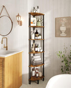 IBUYKE 6 Tier Corner Shelf Stand,Industrial Corner Display Rack,Corner Bookshelf for Living Room, Bedroom, Kitchen, Home Office, Brown WBC011H