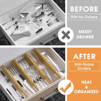 Bamboo Drawer Dividers,17-22" Adjustable Kitchen Drawer Organizer for Clothes,4 Pack Expandable Drawer Organization Separators for Bedroom,Bathroom,Dresser and Office,Natural