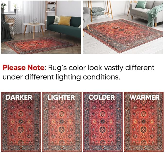 Keen Home Design 3x5 Rug - Machine Washable Entry Rug with Non-Slip Backing, Ideal for Enteryway, Kitchen, Bathroom, Laundry Room - Vintage, Easy Clean, Durable, Low Pile Rug - (3' x 5')