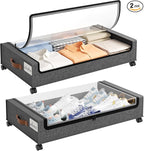 Yecaye Under Bed Storage with Wheels, 2 Pack Under the Bed Storage Containers with Lids & Label, XXL 60L Rolling Underbed Storage Drawers for Clothes, Blankets, Shoes, Hemp Gray