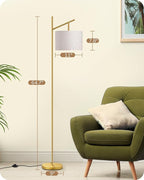 EDISHINE 64.7IN Modern Floor Lamps for Living Room, Dimmable Arc Floor Lamp with Remote, 5CCT & Foot Pedal Switch, Minimalist for Bedroom, Bulb Included, Gold