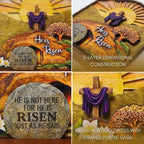 KATINAT He Is Risen Easter Decor, 3-Layer Wooden Empty Tomb Scene with Movable Stone, Religious Easter Decorations for Home Tabletop Shelf, Christian Gift Box Included, 6x6 Inch