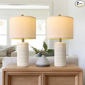 PoKat 20" Small Modern Ceramic Table Lamps Set of 2 for Bedroom, White Bedside Lamps for Night Stands, Farmhouse Decor Nightstand Table Lamps for Living Room End Table Beige