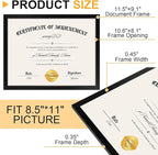 YixangDD 12 PACK Certificate Frames 8.5 x 11, Black Diploma Frame Document Frame with Clear Plexiglass, Picture Frames for Tabletop and Wall Display