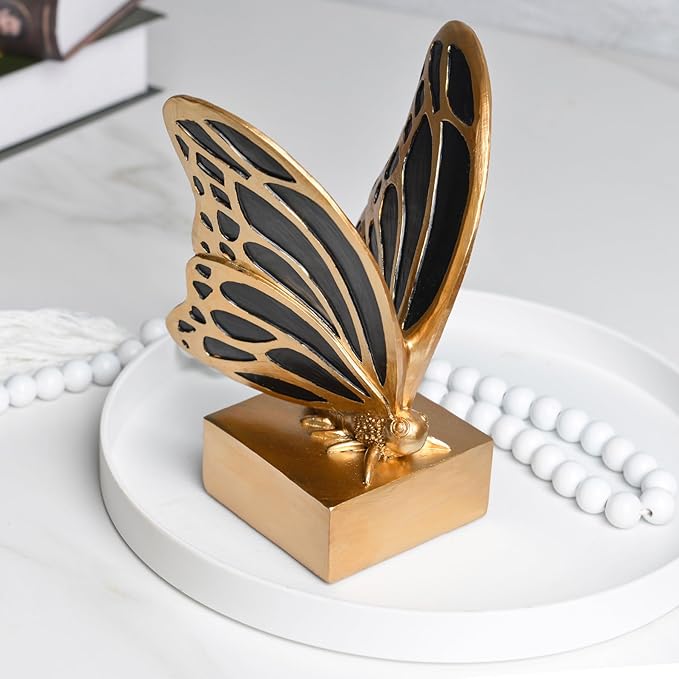 Vintage Brass Butterfly Bookends,Resin Book Ends for Shelves,Heavy Duty Decorative Bookends,Creative Book Stopper Holder Decor for Desk Home Office,Shelf Decoration,Gifts for Mother's Day