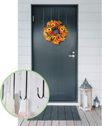 Hotop 15 Inch 4 Pcs Wreath Hangers for Front Door Steel Metal Wreath Doors Hanger Over The Door Hanger Hook Indoor or Outdoor for Christmas Halloween Front Decorations Welcome Sign(Black)