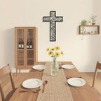 Black Metal Cross Wall Decor Iron Christian Cross for Home Church, Hollow Out Artistic Hanging Ornament, Crosses Wall Decor for Living Room, Bedroom, Decorative Thankful Religious Gift 41.3x27.4 inch