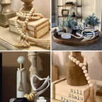 Sivya 3Pcs Farmhouse Beads Wood Bead Garland with Tassels