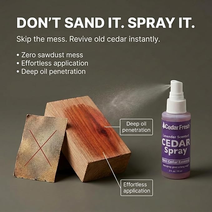 Household Essentials CedarFresh Lavender Cedar Power Spray, 2-Ounce Concentrated Essence for Blocks, Hangers, Closets, Drawers, Chests & Wardrobe Freshening
