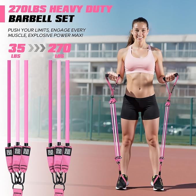 Pilates Bar Kit with Resistance Bands, Heavy Duty Pilates Equipment for Men, Training Bands with Handles for Legs, Hip, Back, Arm, Abs, Chest, Shoulders, Portable Home Gym Workout Equipment