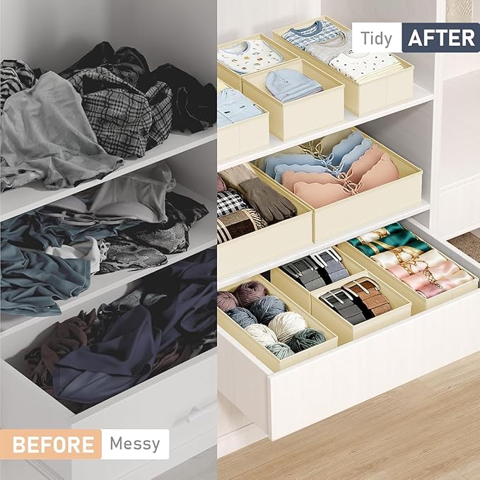 DIMJ Drawer Organizer Clothes Storage - 28 Pack Baby Dresser Organizer for Nursery, Small Fabric Closet Drawer Organizer Bins for Underwears Socks, Foldable Storage Dividers Organization for Bedroom