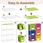Geelin 6 Cube Toys Storage Organizer with Fabric Bins and Labels, 11 Inch Collapsible Cubby Storage Drawers Colorful Dresser with Shelf for Playroom Nursery Closet Bedroom Dorm Decor