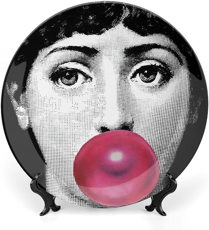 Lina Cavalieri Plate, Wall Decorative Plate, Mysterious Face Plate Wall Hanging Decoration,Including Bracket And Special Spring HooK,style-12,10inch