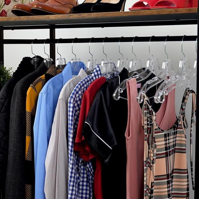 DEILSY™ Clear Plastic Hangers 50 Pack - Durable Clothes Hanger for Wardrobe Organization, Essential Plastic Hanger for Garments, Versatile Coat Hangers for Home and Retail Use