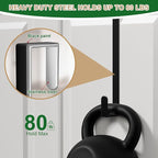 15" Reversible Wreath Hangers for Front Door, Fit Most Doors up to 1-3/4", Heavy Duty Steel Over The Door Hooks Hold up to 80 LBS for Spring & Easter Wreaths, Seasonal Door Decor (Black 2 Pack)