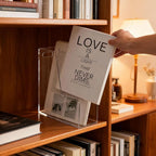 HeiMma 2 Pack Clear Acrylic Magazine File Holder, Single Slim Vertical Magazine File Organizer for Desk, Lucite Plastic Hold Magazines, Files, Books,Folder, Notebooks, Binders, for Home Office School