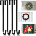 PECULA 4 Pack 14” Wreath Hangers for Front Door, Wreath Door Hanger 40lb Load-Bearing, Metal Wreath Hanger for Welcome Sign, Door Wreath Hanger for Halloween, Easter, Christmas Decorations (Black)