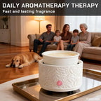 Wax Melt Warmer 3-in-1 Electric, Ceramic Wax Burner for Scented Wax & Essential Oil – Fast Heating, Flame-Free Aromatherapy for Home Office, White