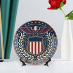 250th Anniversary Decorative Plates 8 Inch Eagle Patriotic Decorations Commemorative Plates with Stand Independence Day 4th of July Veterans Day