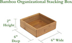 Lipper International 8183S Bamboo Wood Stacking Drawer Organizer Box, 6" x 6"