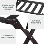 2 Pack Luggage Rack, Folding Luggage Rack for Guest Room, Brown Bamboo Suitcase Stand Holds up to 131 lb, Luggage Stand with Storage Shelf for Hotel, Bedroom