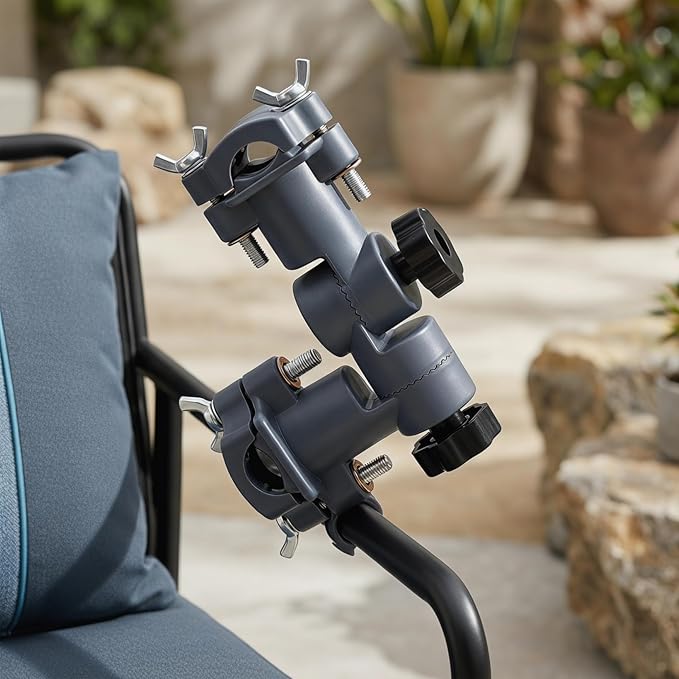 Levemolo Fishing Chair Umbrella Stand Adjustable Knob Fishing Rod Holder Bracket with Bait Tray 6.10X4.72X1.49In Outdoor Umbrella Stand Holder for Beach Chair