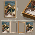 BINCUE Extra Large Mountain Wall Art Moon Froest Wall Decor Nature Landscape Art Print Framed Mountain Artwork Farmhouse Rustic Wall Paintings Large Landscape Artwork for Living Room Bedroom Office 24x36 Inches Set of 3