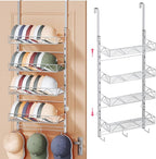 SWTYMIKI Over Door Hat Organizer - 5 Tier Wall Mounted Hat Rack with 4 Adjustable Metal Basket Heights Design and 3 Hooks, Baseball Cap Organizer Storage Holds up to 49 Caps for Door, Bedroom, Closet