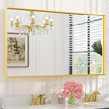 Keonjinn Gold Bathroom Mirror 48 x 30 Inch, Gold Trimmed Bathroom Wall Mirror, Large Brushed Metal Frame Mirrors for Over Sink, Modern Farmhouse Vanity Rectangle Mirrors(Horizontal/Vertical)