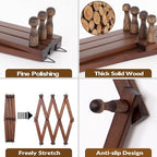 Wall Rack with 10 Hooks, Wooden Wall Expandable Coat Rack for Coat, Hats, Baseball Caps, Coffee Mug, Jewelry(Brown)