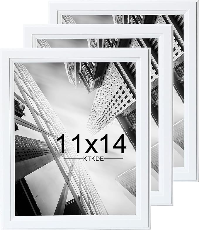 KTKDE 11x14 Picture Frame Set of 3,White Wooden frames, Vertical & Horizontal Wall Hanging for Wall Display,Studio Gallery Photo Frame for Photos, Posters & Art Prints
