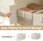Lifespace Storage Wardrobe Organizer, Large 6-Compartment Foldable Drawer System with Handles, Beige Fabric Storage Box for Clothes, Blankets, Toys, 2-Pack (2, Cream, 17.5”X12“X9“)