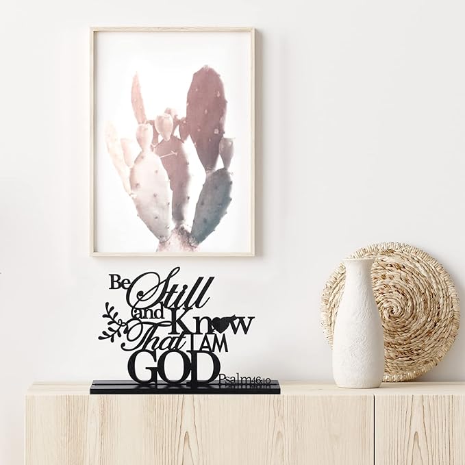 Jetec I Still Remember The Days I Prayed Sign Inspirational Table Blessed Signs Motivational Decor Farmhouse Table Home Centerpieces Faith Wooden Shelf for Living Room Office(Be Still)