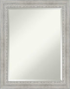 Amanti Art White Wall Mirror 28x22 Rustic White Wash Rectangle Bathroom Mirror for Wall Decor Living Room, Medium Country Rustic Wood Frame, Hangs Horizonally and Vertically, Bathroom Decor, Beveled