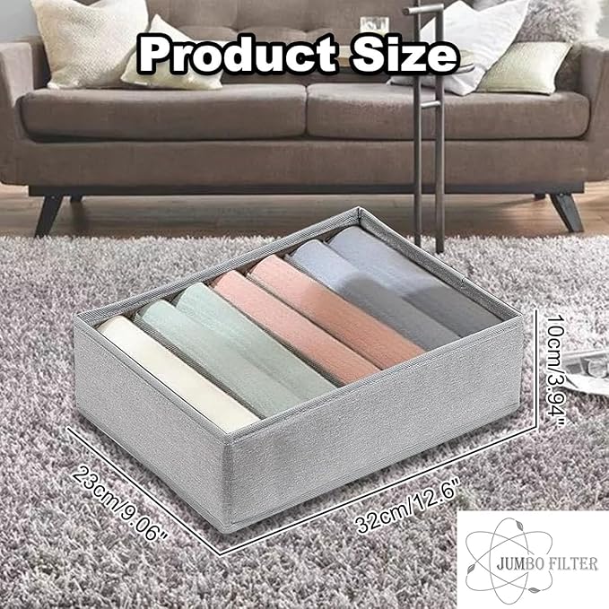 4 Pack Drawer Organizers for Clothing, 7 Grids Foldable Washable Drawer Organizer Clothes, for Folded Clothes, T-shirt, Tank Tops, Camisoles, Underwear, Leggings, Baby Clothes