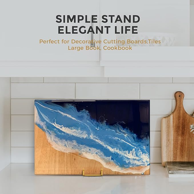 TR-LIFE 4 Pack 10 Inch Large Plate Stands for Display - Gold, Metal Picture Frame Holder Stand + Small Easels for Decorative Plate, Platter, Book, Plaques, Photo, Tabletop Art
