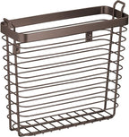 mDesign Metal Wire Farmhouse Wall Mount Magazine Holder, Home Storage Organizer - Space Saving Rack for Magazines, Books, Newspapers, Tablets in Mudroom, Bathroom, Office - Bronze