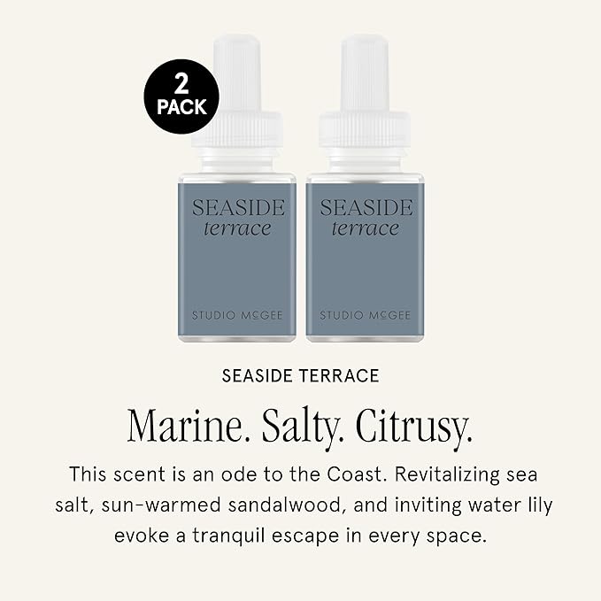 Pura x Studio McGee Home Scent Refill - Smart Air Diffuser - Long-Lasting Luxury Fragrance per Refill - Home Essential - Clean & Safe Diffuser Fragrance - 2 Pack, Seaside Terrace