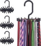 4 Pack Tie Rack Hanger Holder Hooks Organizer for Mens, 360 Degree Rotating Tie Racks, Black