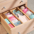 Bamboo Drawer Dividers Set of 4, Adjustable Drawer Organizers for Kitchen, Bedroom, Bathroom, Dresser & Office (13"-17")