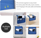 Sofa Armrest Organizer, Remote Control Holder for Recliner Couch, Arm Chair Caddy with 6 Pockets for Magazine, Tablet, Phone, iPad (Blue, W19'' x L33'')