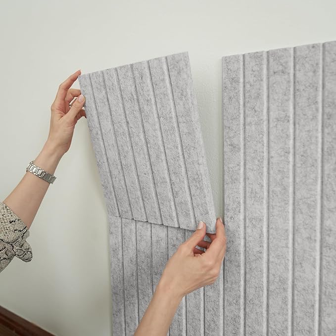 Large Felt Bulletin Board - Stylish Perfectly Sized 35" x 47" Cork Board Alternative for Office & Wall Decor – 12 Customizable Adhesive Tiles w/Golden Pins are Perfect to Display Your Photos