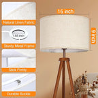 OUTON Beige Lamp shades Set of 2, Large Drum Lamp Shades for Floor Lamps, 16" Top x 16" Bottom x 9" High, Easy to Assemble, Replacement Linen Lampshades for Table Lamps & Bedside Lamps (1.65" Spider)