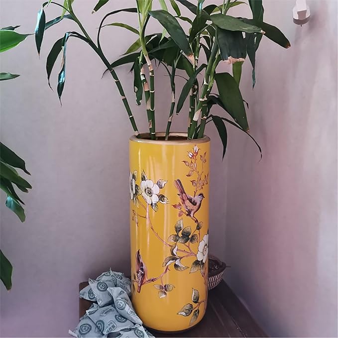 Ceramic Umbrella Stand Living Room Floor-Standing Freestanding Cane Chinese Umbrella Stand Multifunctional Painted Porcelain Vintage Ceramics Flower Vases for Home Office Entrance Indoor(A)