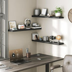 RALGEND Floating Shelves for Wall, 1.5" Thick Wall Shelf Set of 3 with Invisible Brackets, L31.5 x W7.9 Hanging Book Shelves Farmhouse Home Decor for Bathroom, Living Room, Bedroom, Black 8301BJP3BK