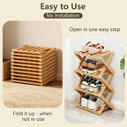 Simcat Bamboo Shoe Rack, Portable Folding Shoe Storage Rack,No Installation Free Standing Shoe Rack for Entryway, Closet, Dorm/Small Spaces (4 Tier)